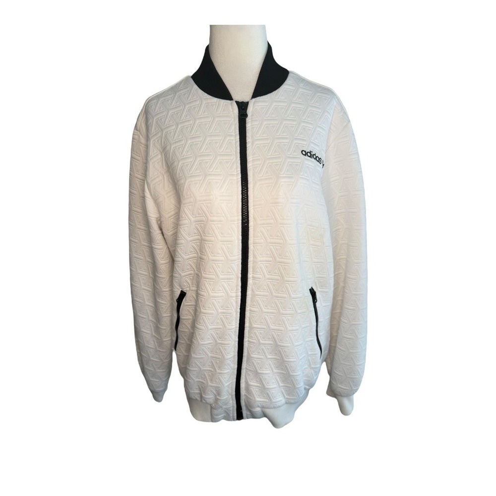 Adidas Geometric White Bomber Jacket
